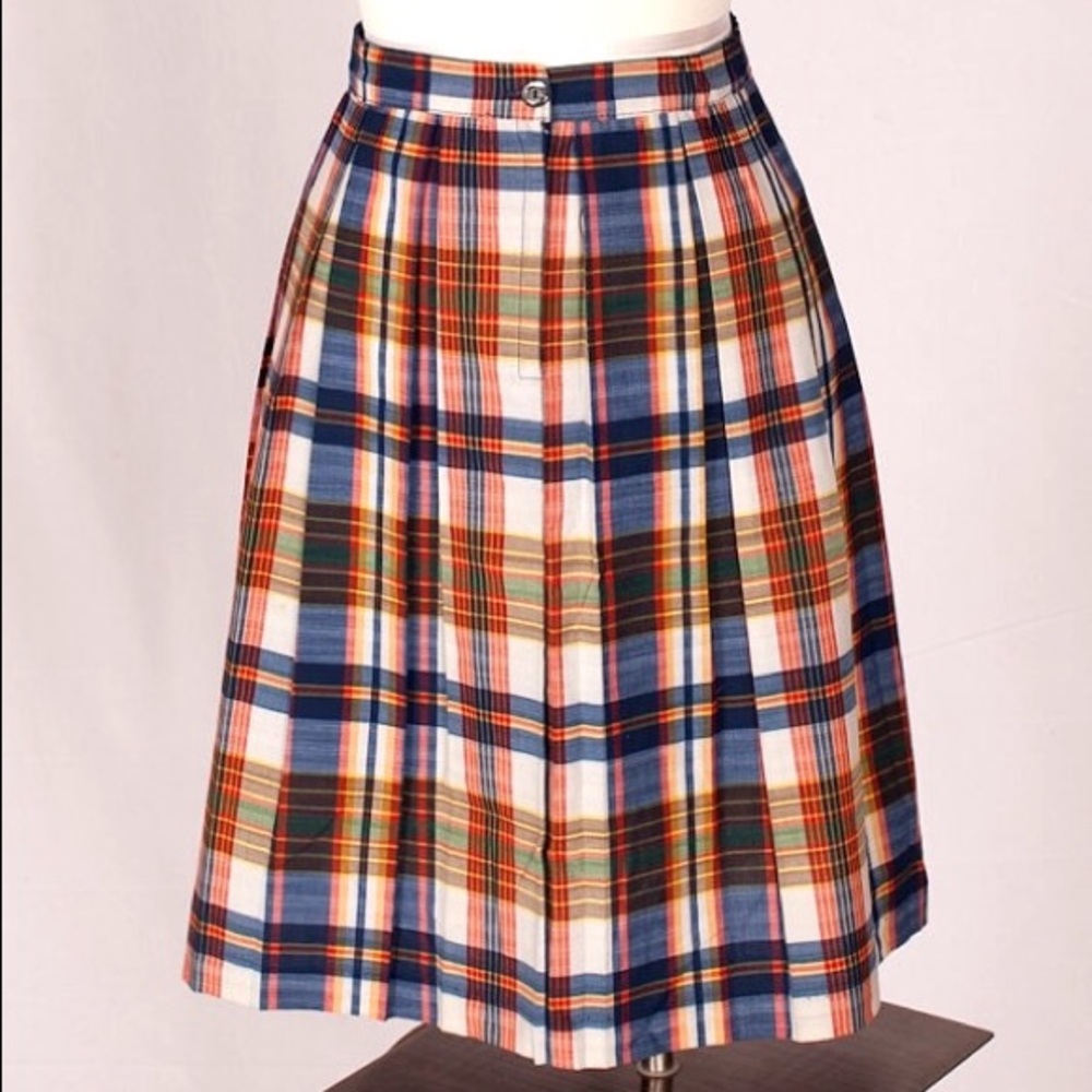 Vintage plaid skirt retro women's skirt